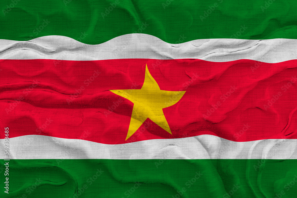 National flag of Suriname. Background with flag of Suriname National flag of Suriname. Background with flag of Suriname