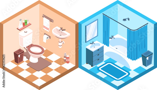 Isometric Bathroom Toilet Interior