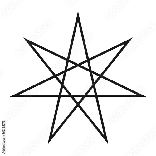 Elven star symbol. Neo pagan Heptagram vector illustration