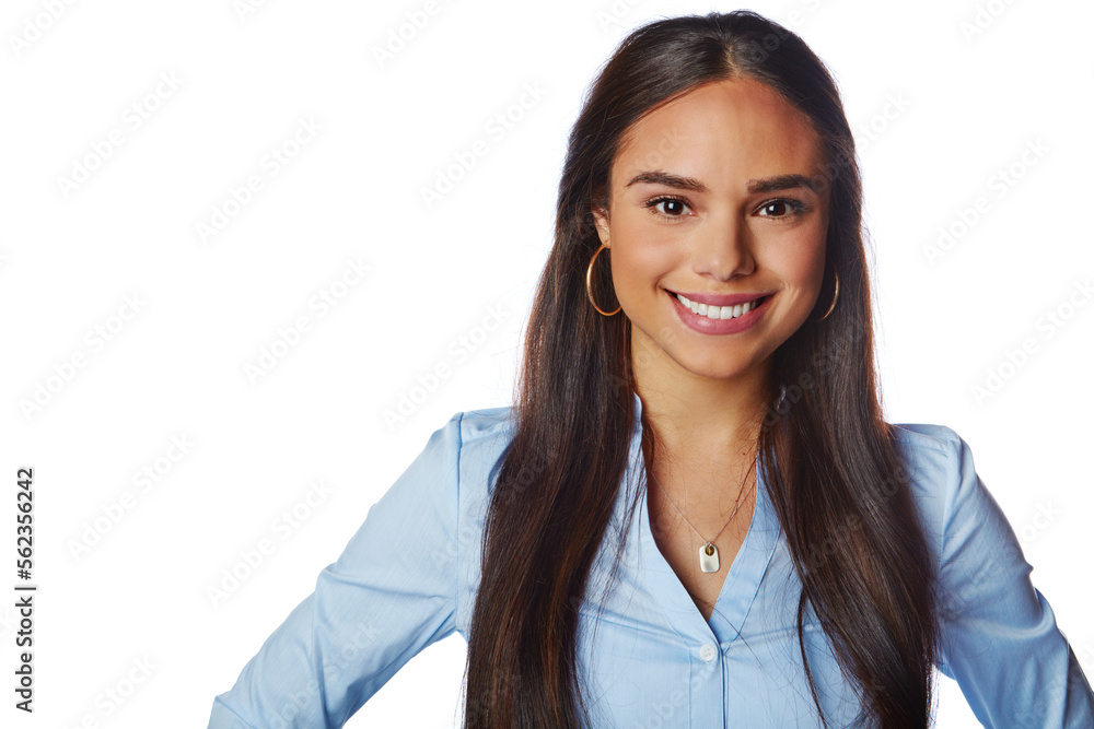 Happy, business and portrait of woman in studio with a classy, corporate and fashion outfit. Happiness, smile and female professional model from Mexico isolated by white background with mockup space. Happy, business and portrait of woman in studio with a classy, corporate and fashion outfit. Happiness, smile and female professional model from Mexico isolated by white background with mockup space.