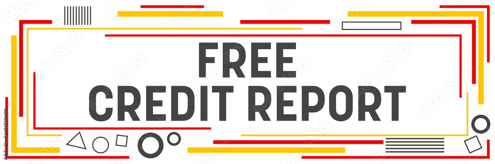 Fototapeta premium Free Credit Report Lines Squares Shapes Horizontal Red Yellow 