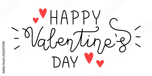 Vector love handwritten lettering phrase and hearts. Happy Valentines day text. Romantic quotes for greeting cards, banners and other design.