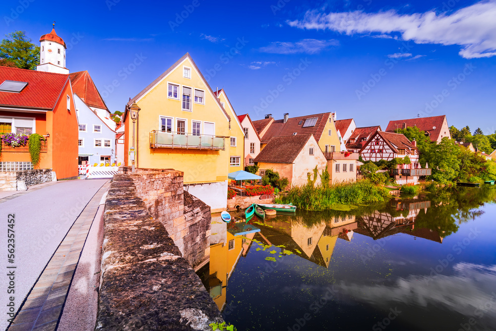 Obraz premium Harburg, Germany. Beautiful medieval village in historical Swabia, Bavaria land.