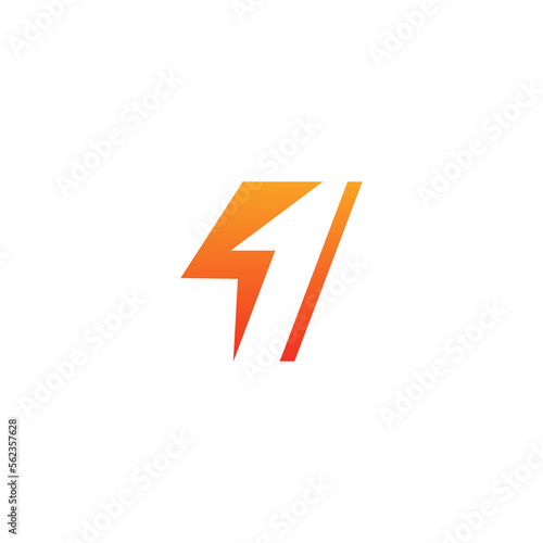 Lightning combination with the number one. Logo design. Free Download Lightning combination with the number one. Logo design. - GFXLoad