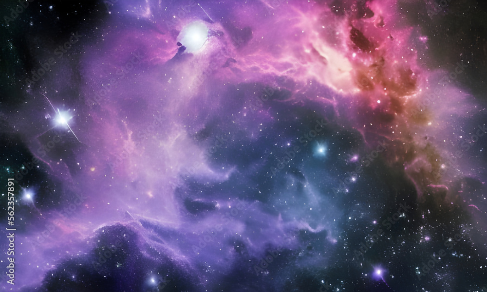 Fototapeta premium Illustration of stars and nebula. Space background. (Generative AI)