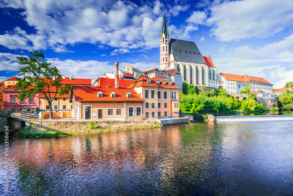 Cesky Krumlov, Czech Republic - Charming small city in Bohemia, Vltava River.