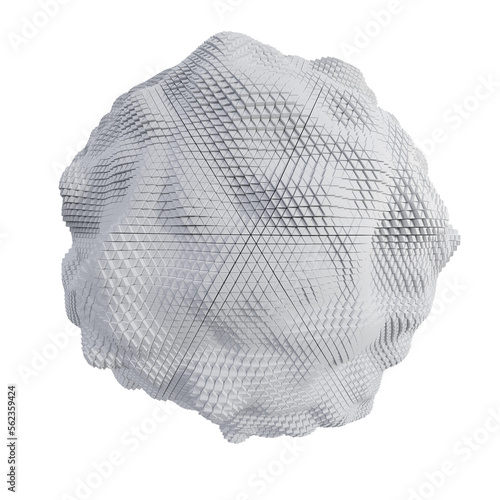 3D Futuristic sphere triangled on transparent background Abstract lowpoly geometric grid pattern ball 