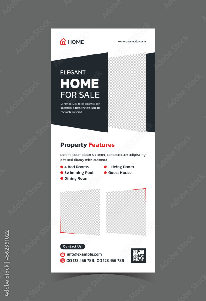 Obraz premium Roll up banner for real estate, home for sale real estate roll up banner, pull up banner template