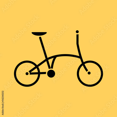 folding bike Icon. Black on yellow Background. Vector Illustration.