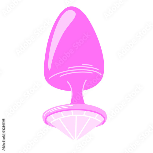 Butt plug doodle icon. Cute anal sex toy. Steel butt plug with a diamond isolated over a white background. Erotica excitement for adult male female. Modern flat vector illustration.