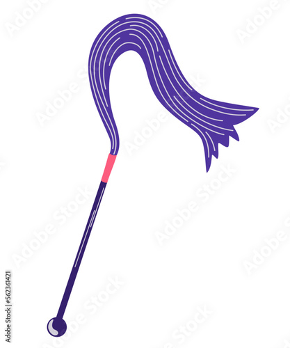 Leather whip. fetish stuff for role playing and bdsm. Sex toy. Erotica excitement for adult male female. Modern flat vector illustration on white background.