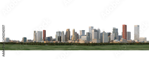 3d render panorama city view on white background with clipping path © jomphon