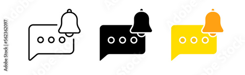 Notification icons set. Bell, message, speech bubble, text, chat, app. messenger, internet, interlocutor, mail, news, screen. communication concept. vector line icon in different styles