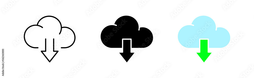 Download icons set. Database, cloud, lock, password, access, remotely, storage, server, internet, security, privacy. technology concept. vector line icon in different styles Download icons set. Database, cloud, lock, password, access, remotely, storage, server, internet, security, privacy. technology concept. vector line icon in different styles
