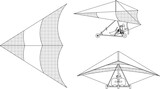sketch vector illustration of multi sided paragliding players