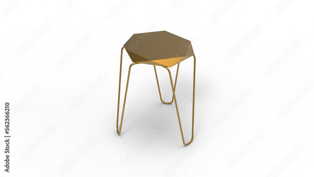 golden bench top view with shadow 3d render golden bench top view with shadow 3d render