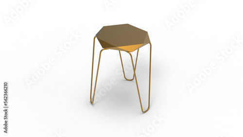 golden bench top view with shadow 3d render