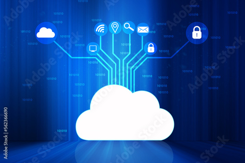 Cloud computing. Internet technology. Futuristic background. 3d illustration.