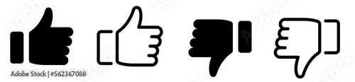 Thumb Up Thumb Down. Like vector contour icons. Thumb-Up symbol. Thumb-Down symbol. Vector Illustration