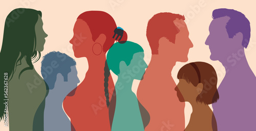 People of different ages. Diversity between people and people talking.