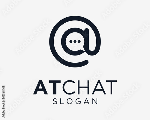At Sign Arroba Mail Email Address Bubble Chat Talk Speech Message Vector Logo Design