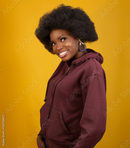 beautiful lady wearing a whine colour hoodie © Ariyo