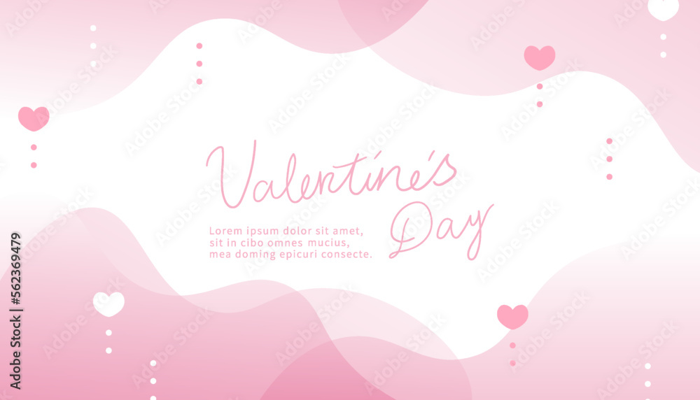 Pink valentine's day template with wave shape.