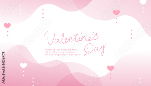 Pink valentine's day template with wave shape.