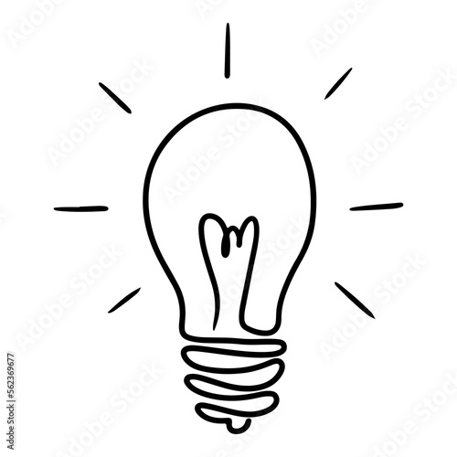 Doodle sketch style of Hand drawn light bulb icon vector illustration for concept design.
