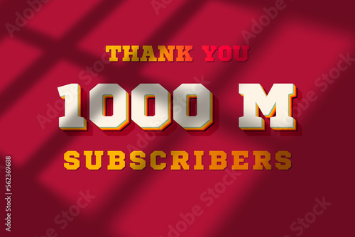 1000 Million subscribers celebration greeting banner with Retro 2 Design