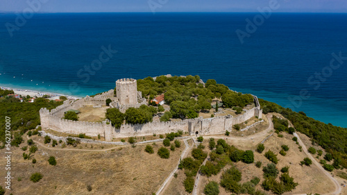 Drone photo of Platamonas medieval castle, Greece