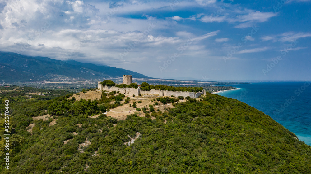 Fototapeta premium Drone photo of Platamonas medieval castle, Greece