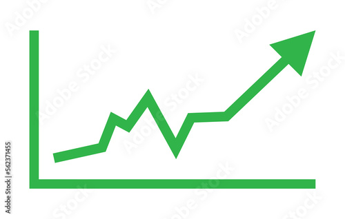 Growing business green arrow chart bar. Profit arow Vector illustration. Business concept, growing chart. Concept of sales symbol icon with arrow moving up. Economic Arrow With Growing Trend.