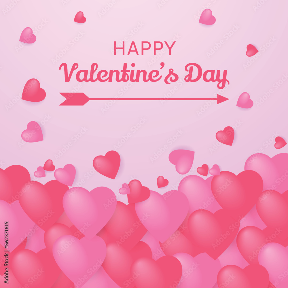 Happy valentine's day with 3d hearts concept background. Promotion and shopping template or background for Love and Valentine's day concept