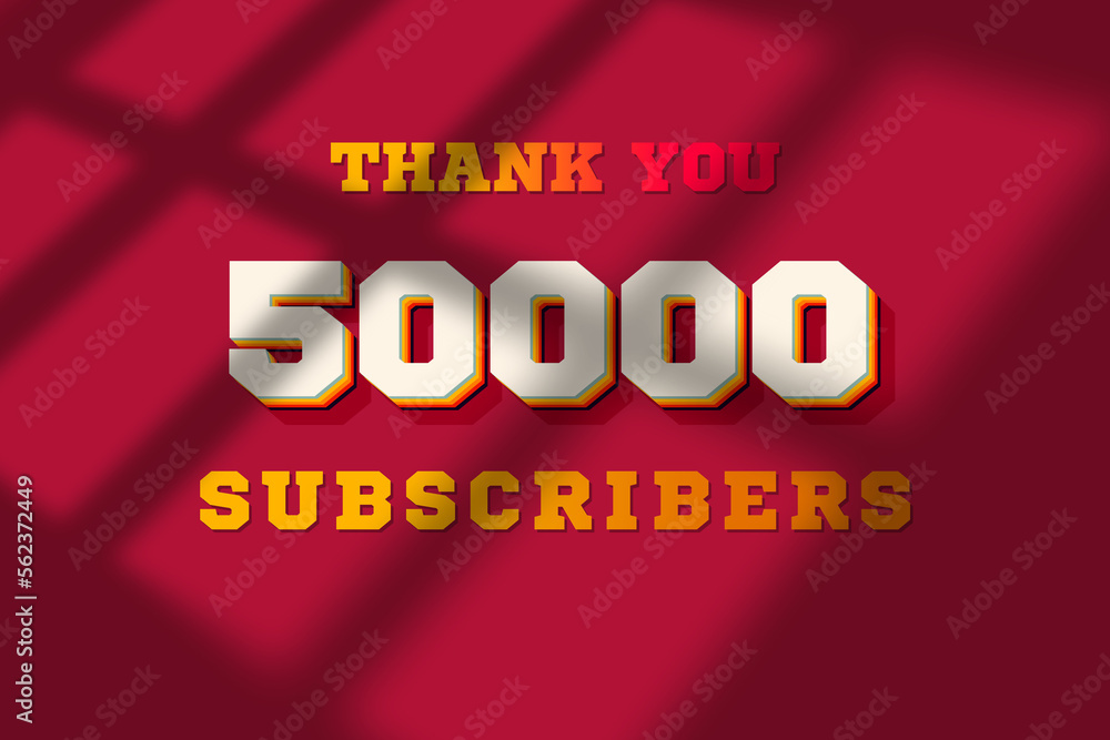 50000 subscribers celebration greeting banner with Retro 2 Design