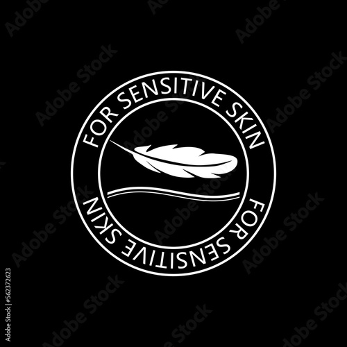For Sensitive skin label icon isolated on black background.