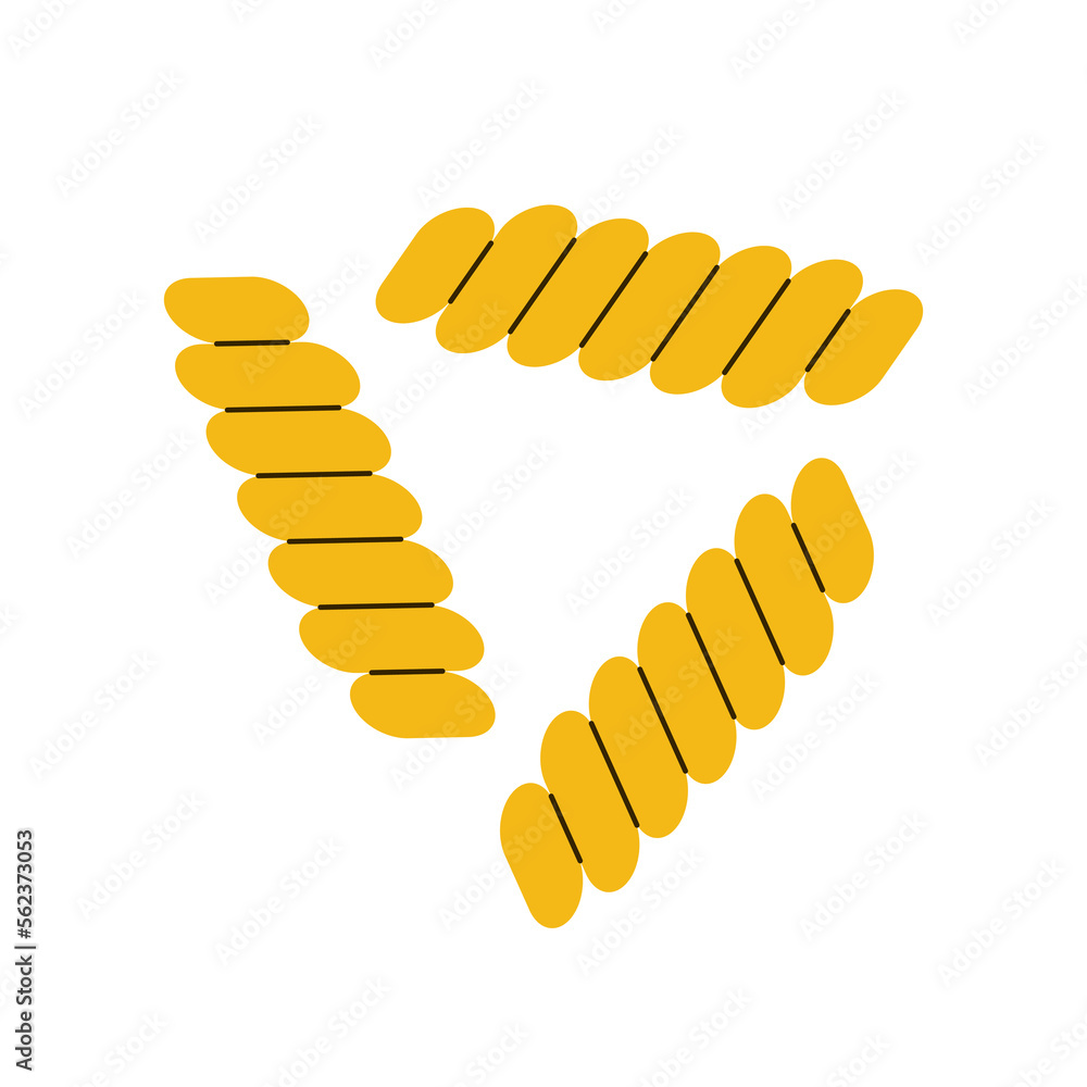 Fusilli pasta isolated on white background. Icon of fusilli pasta. Food is symbol of italian cuisine menu. Cartoon macaroni. Fusilli pasta isolated on white background. Icon of fusilli pasta. Food is symbol of italian cuisine menu. Cartoon macaroni.