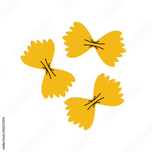 Farfalle pasta vector. Farfalle pasta on white background.