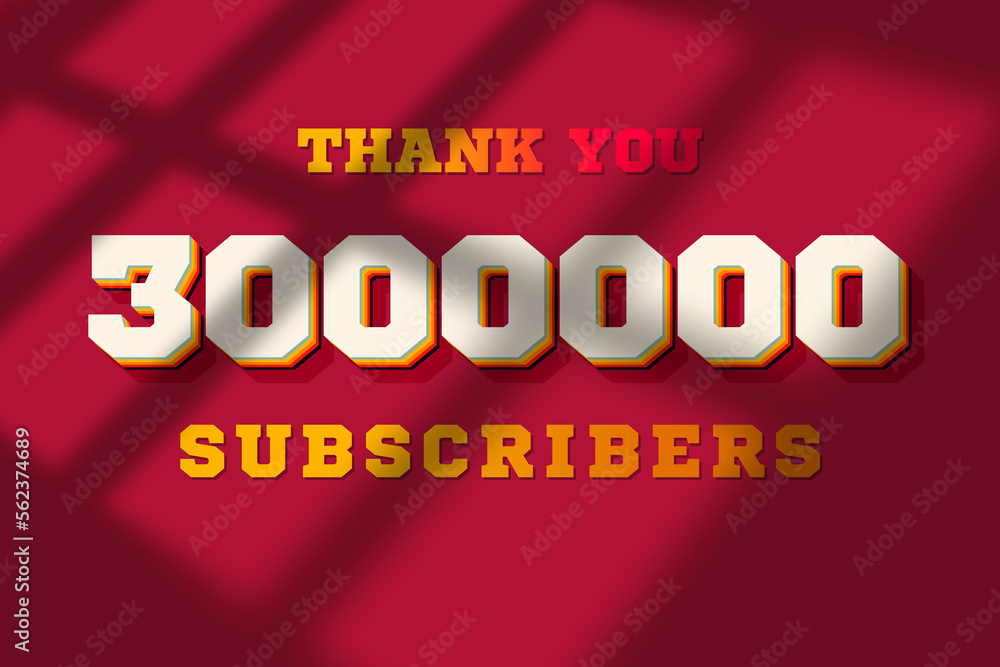 3000000 subscribers celebration greeting banner with Retro 2 Design