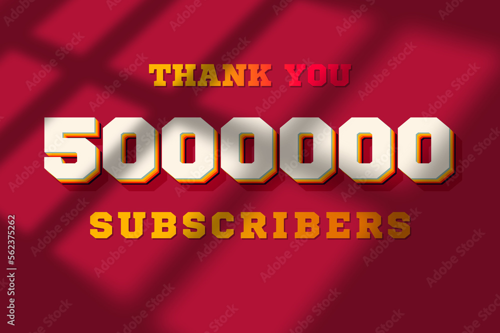 5000000 subscribers celebration greeting banner with Retro 2 Design