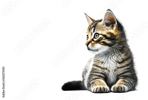 Random cat portrait on a white background, Generative AI. Cat portrait as design element for domastic animals care or pure breed cats background and cards.