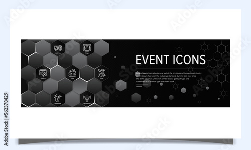Event icon set, web header banner