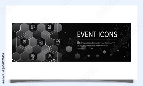 Event icon set, web header banner