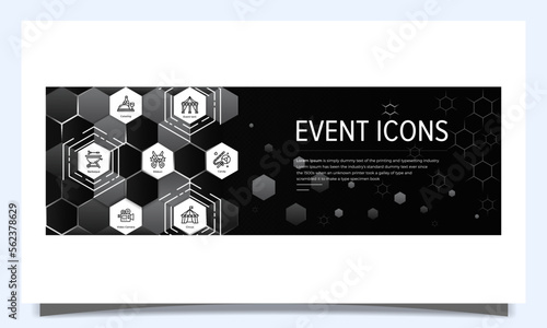 Event icon set, web header banner