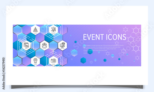 Event icon set, web header banner