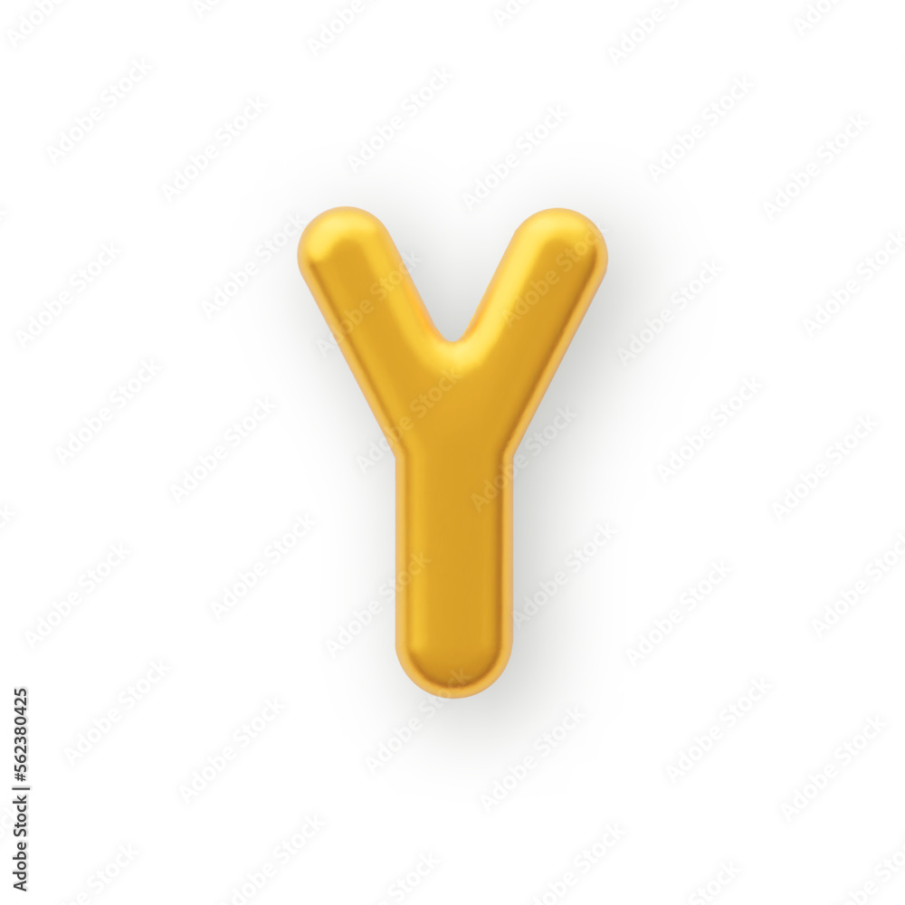 3D Gold uppercase letter Y on a white background. 3D Gold uppercase letter Y on a white background.