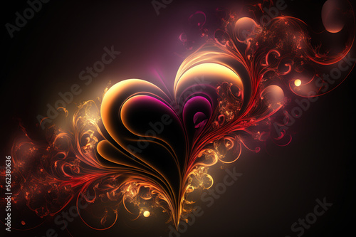 Abstract heart illustration background image created with Generative AI technology