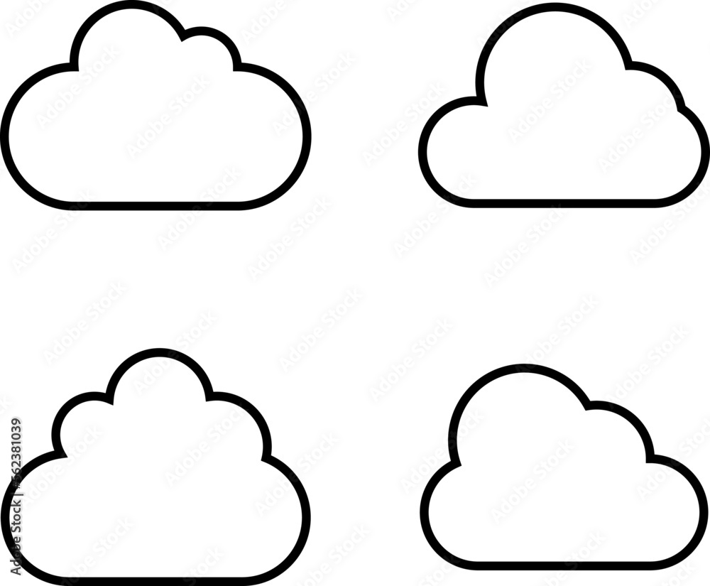 Clouds line icon. Storage solution element, databases, networking, software image, cloud and meteorology concept. Vector line art illustration. Clouds line icon. Storage solution element, databases, networking, software image, cloud and meteorology concept. Vector line art illustration.