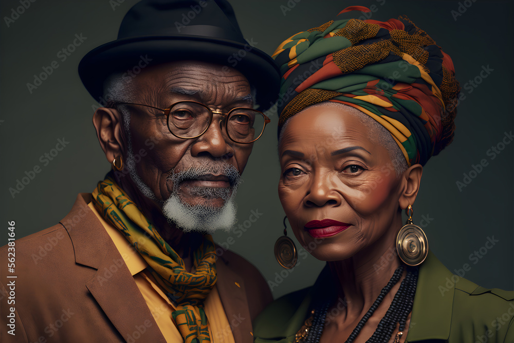 African culture, photography of black old couple for black month