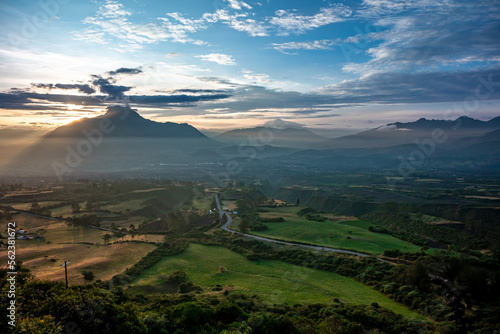 beautiful sunrise over the mountain in Ecuador
